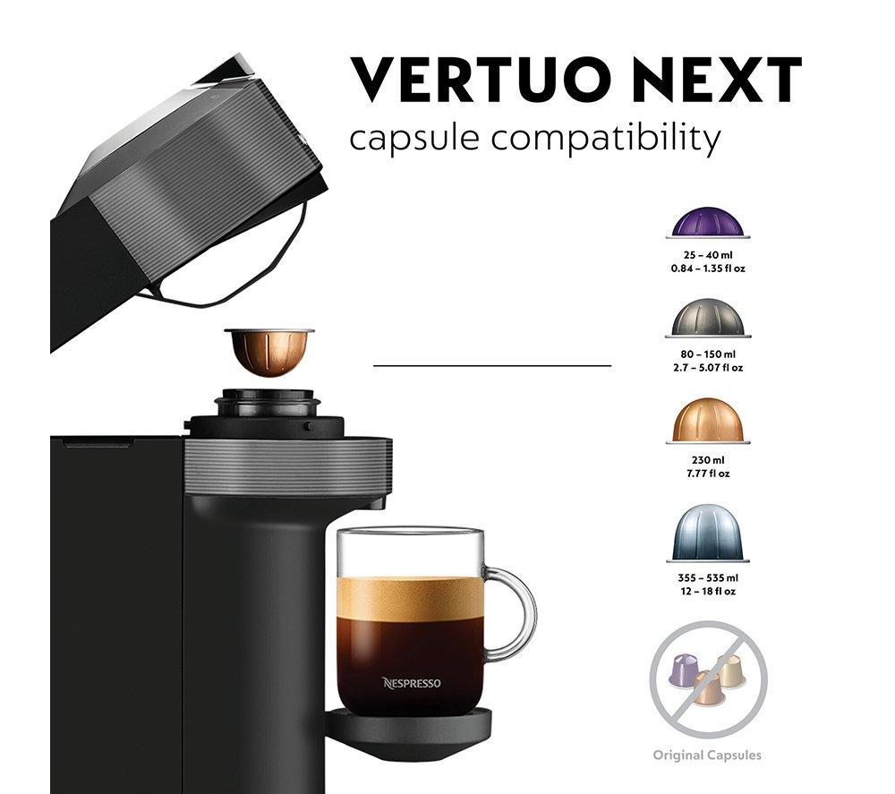 NESPRESSO by De'Longhi Vertuo Next ENV120.GYAE Pod Coffee Machine with Aeroccino Milk Frother - Grey image number 4 of 10