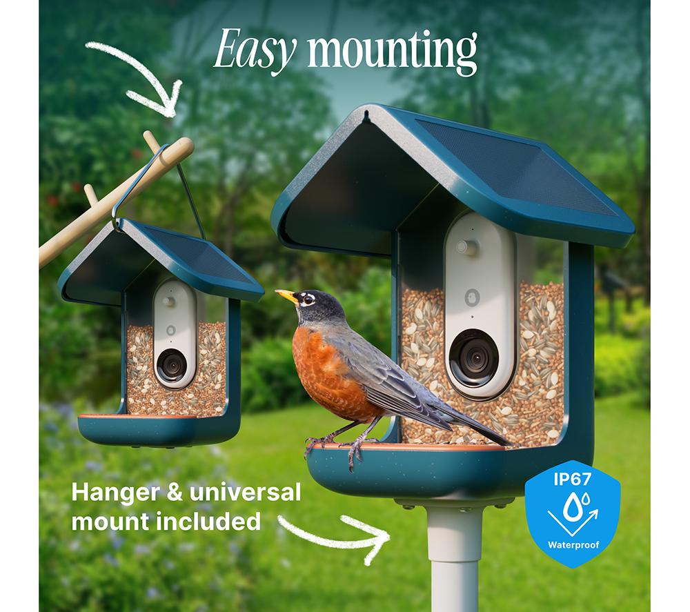 BIRD BUDDY 2.0 Smart Camera Bird Feeder with Solar Roof - Blue image number 9 of 10