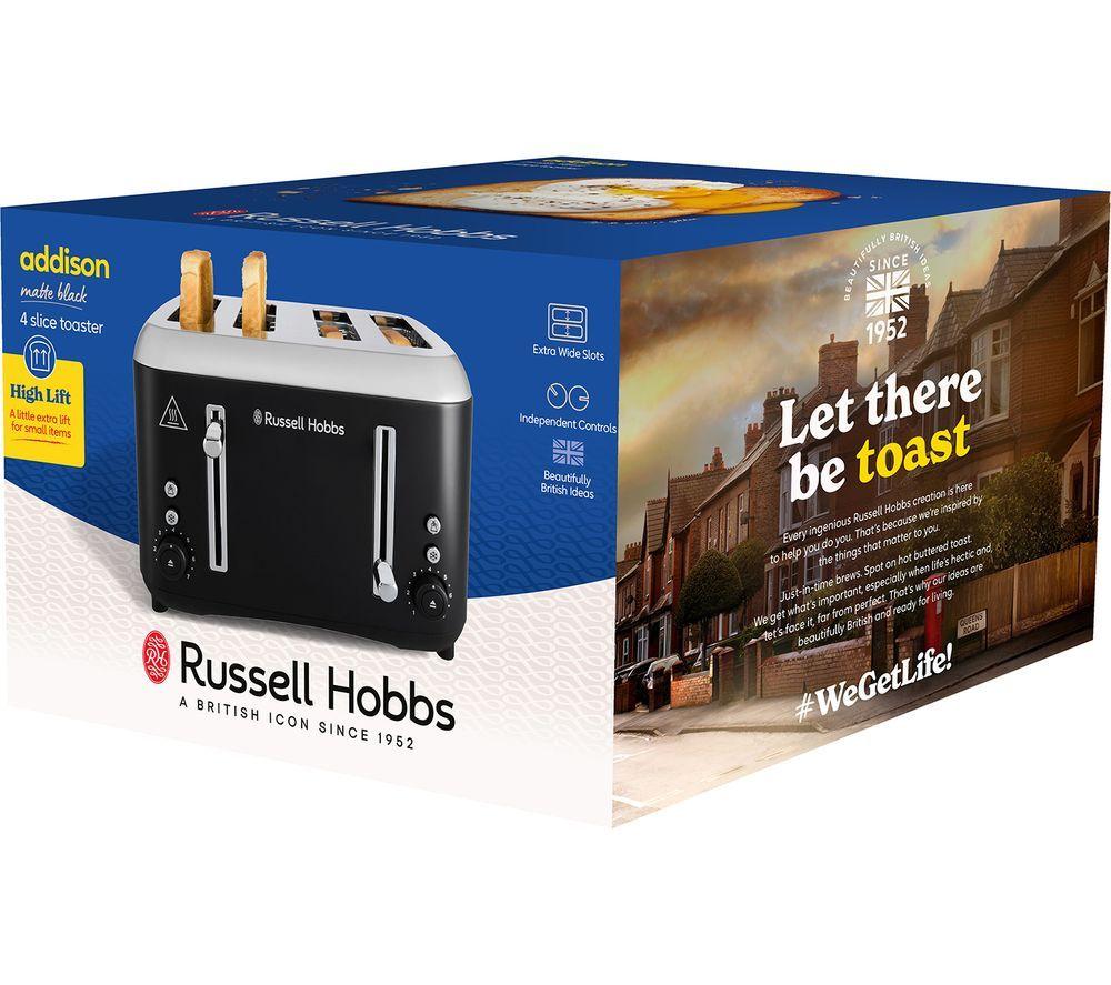 RUSSELL HOBBS Addison 27740 4 Slice Toaster - Matte Black image number 5 of 5