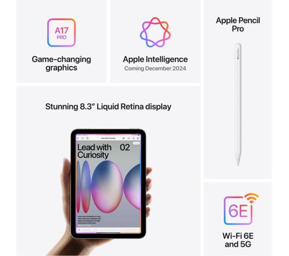 APPLE 8.3" Refurbished iPad mini Cellular (2024) - 256 GB, Blue (Excellent Condition) image number 5 of 8