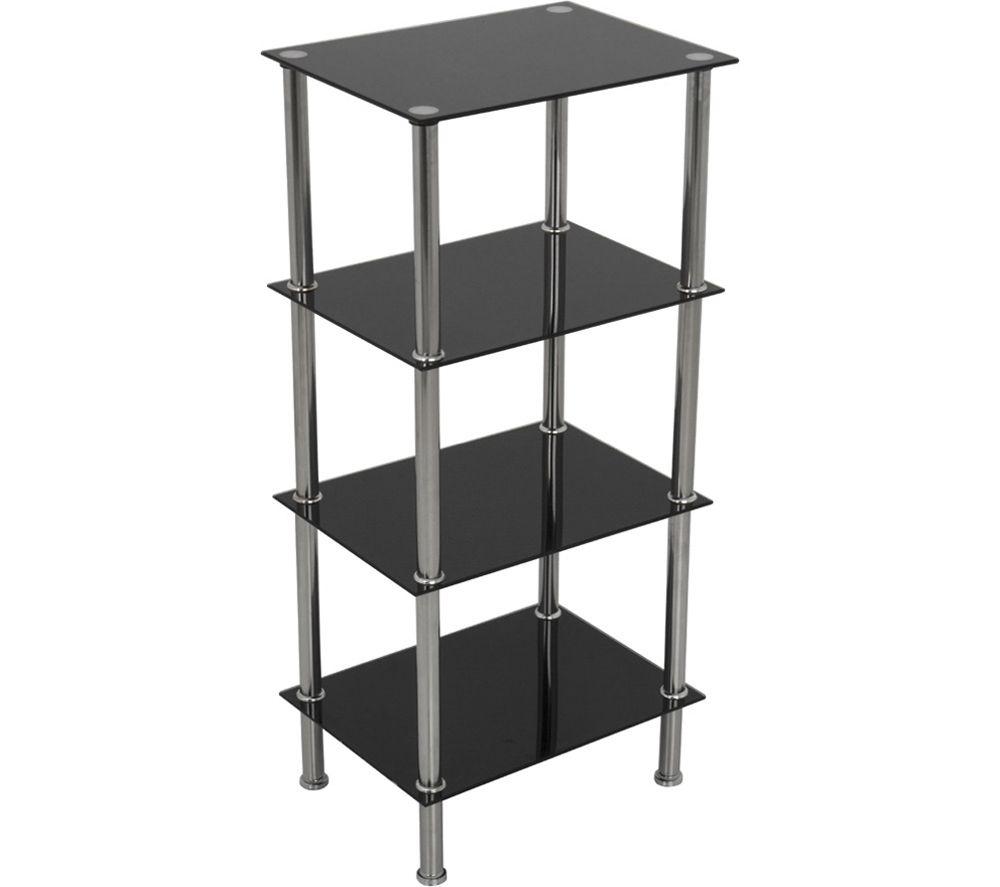 Avf S44 4-Tier Square Shelving Unit - Black & Chrome
