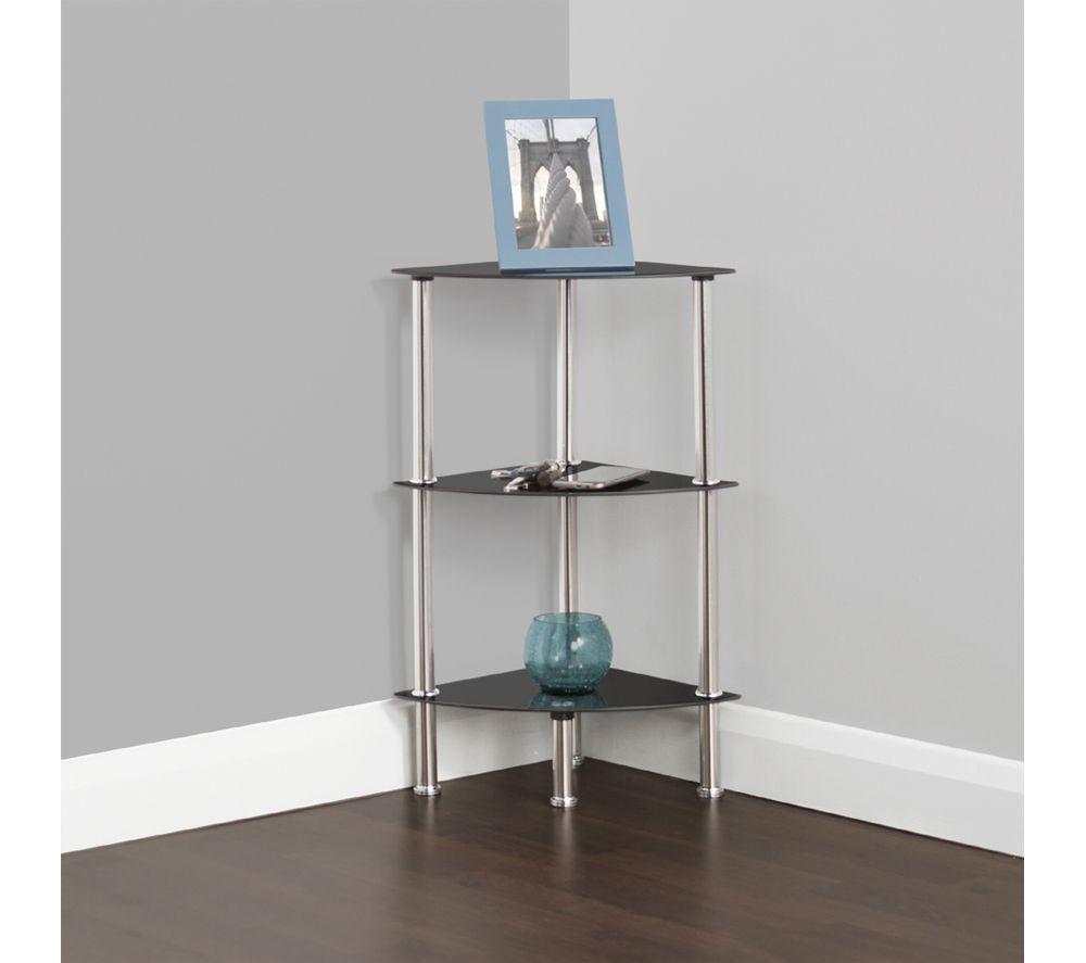 AVF S53-A 3-Tier Corner Shelving Unit - Black & Chrome image number 2 of 3