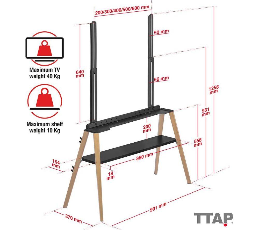 TTAP ROMA-LIGHT 991 mm TV Stand with Bracket for up to 65" TVs - Brown and Black image number 6 of 6