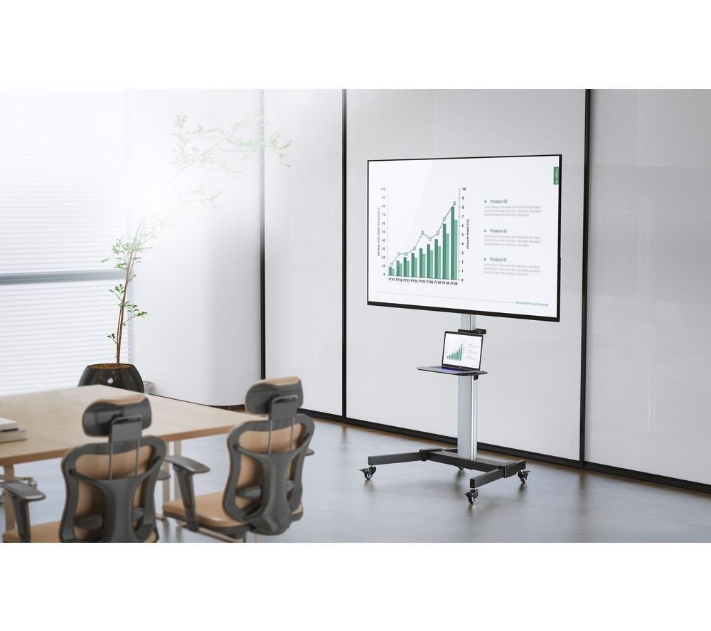 TTAP CART-02 848 mm TV Stand with Bracket for up to 86" TVs - Silver image number 2 of 7