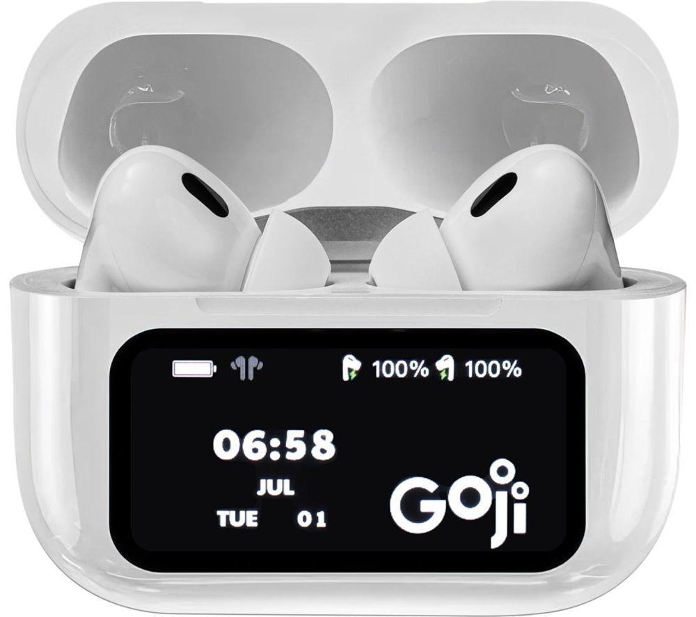 GOJI GTSTWSW25 Wireless Bluetooth Noise-Cancelling Earbuds - White image number 3 of 5