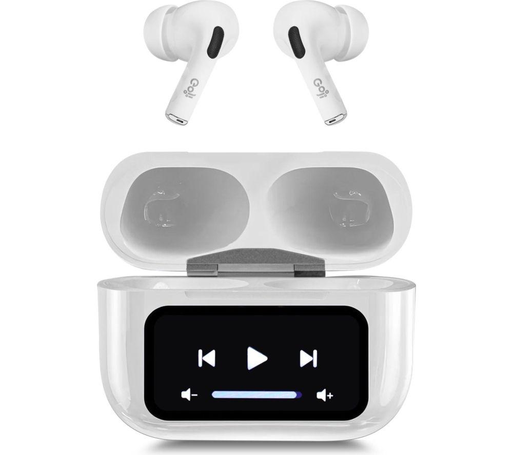 GOJI GTSTWSW25 Wireless Bluetooth Noise-Cancelling Earbuds - White image number 4 of 5
