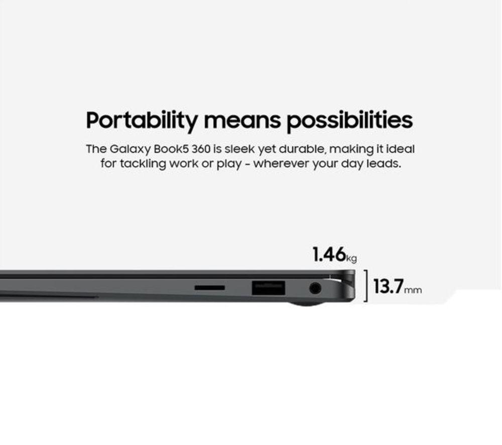 SAMSUNG Galaxy Book5 360 15.6" Refurbished 2 in 1 Laptop, Copilot+ PC - Intel&reg; Core&trade; Ultra 7, 512 GB SSD, Grey (Excellent Condition) image number 9 of 12