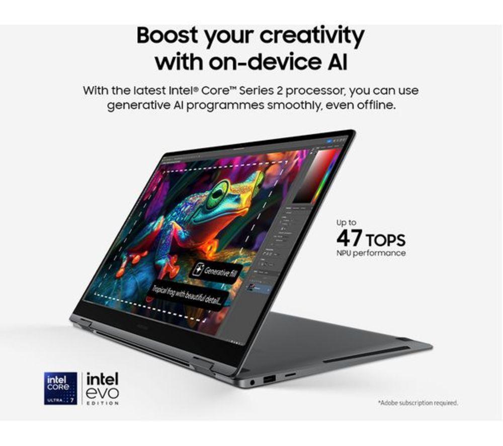 SAMSUNG Galaxy Book5 360 15.6" Refurbished 2 in 1 Laptop, Copilot+ PC - Intel&reg; Core&trade; Ultra 7, 512 GB SSD, Grey (Very good condition) image number 2 of 12