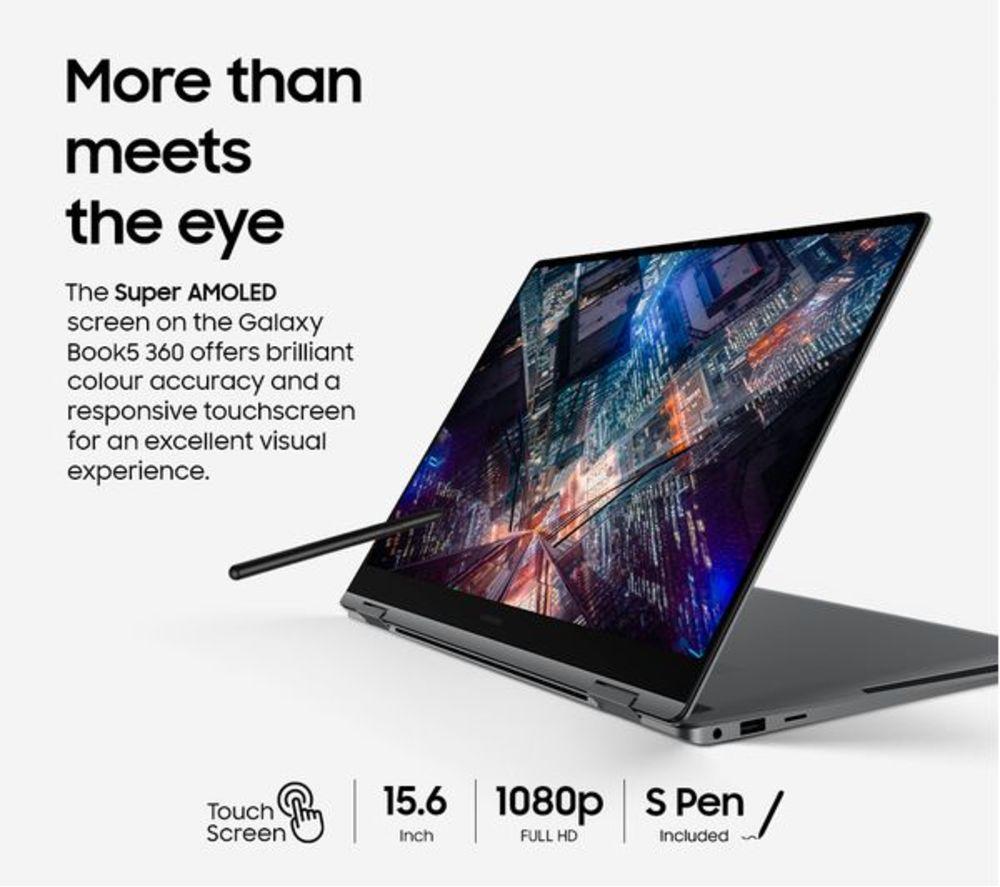 SAMSUNG Galaxy Book5 360 15.6" Refurbished 2 in 1 Laptop, Copilot+ PC - Intel&reg; Core&trade; Ultra 5, 512 GB SSD, Grey (Excellent Condition) image number 5 of 14