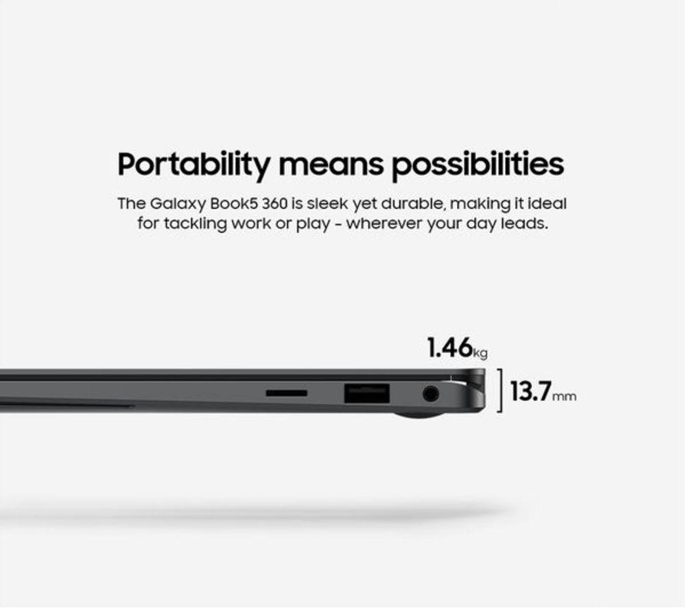 SAMSUNG Galaxy Book5 360 15.6" Refurbished 2 in 1 Laptop, Copilot+ PC - Intel&reg; Core&trade; Ultra 5, 512 GB SSD, Grey (Excellent Condition) image number 6 of 14