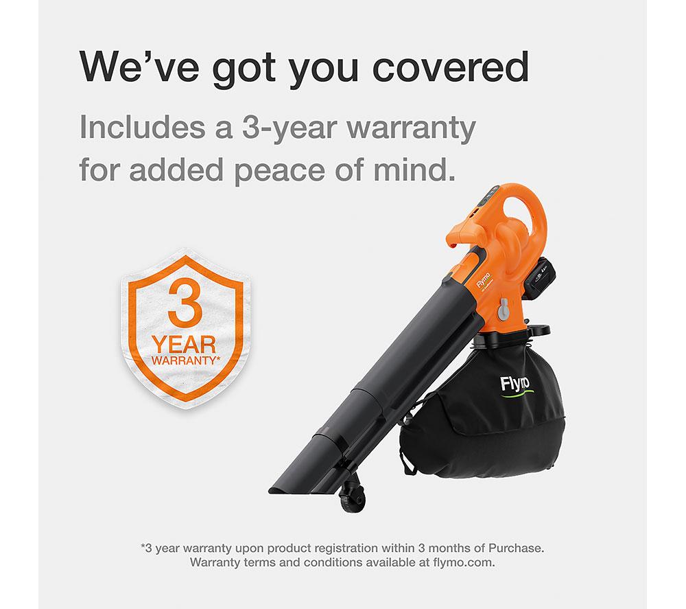 FLYMO EasiBlowVac 4.0 Cordless Garden Vacuum & Leaf Blower - Orange & Black image number 3 of 7