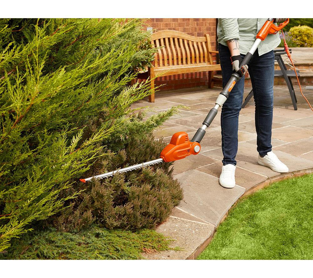 FLYMO EasiCut Reach 480 Corded Hedge Trimmer - Orange & Black image number 7 of 8