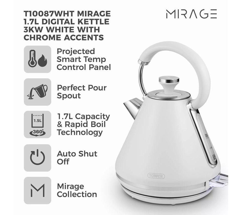 TOWER Mirage T10087WHT Traditional Kettle - White image number 7 of 10