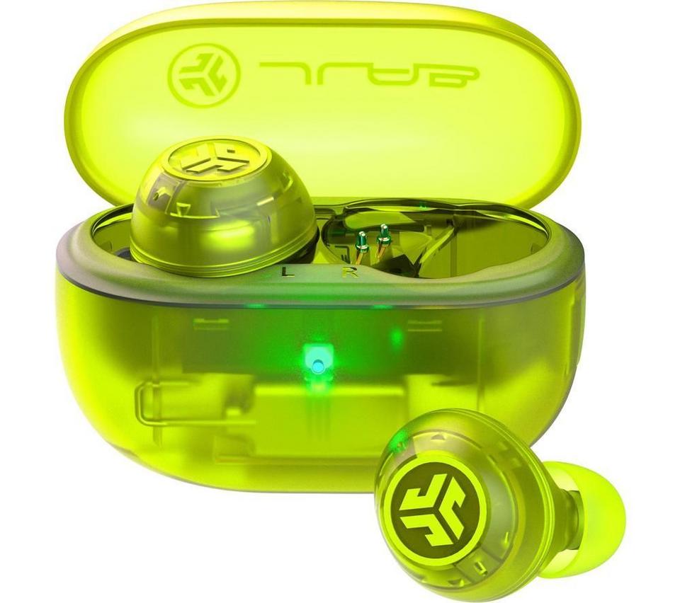 JLAB Go POP ANC Wireless Bluetooth Noise-Cancelling Earbuds - Transparent Neon Green