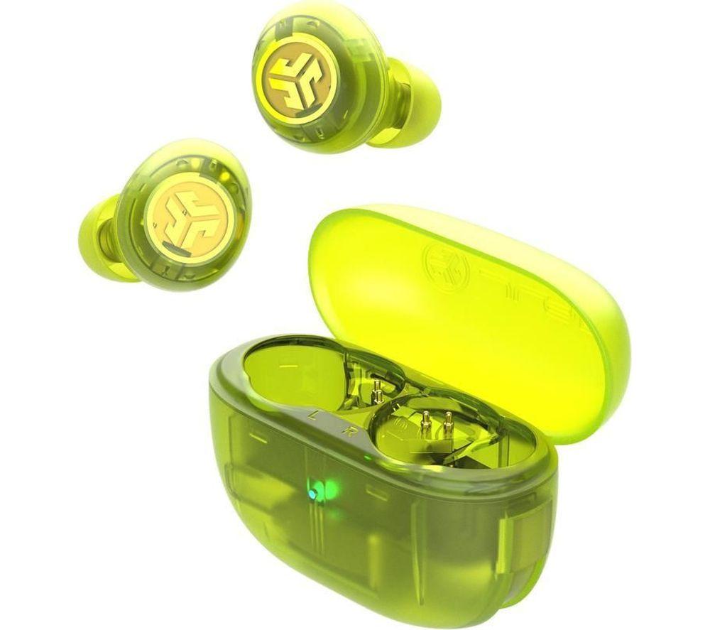 JLAB Go POP ANC Wireless Bluetooth Noise-Cancelling Earbuds - Transparent Neon Green image number 2 of 10
