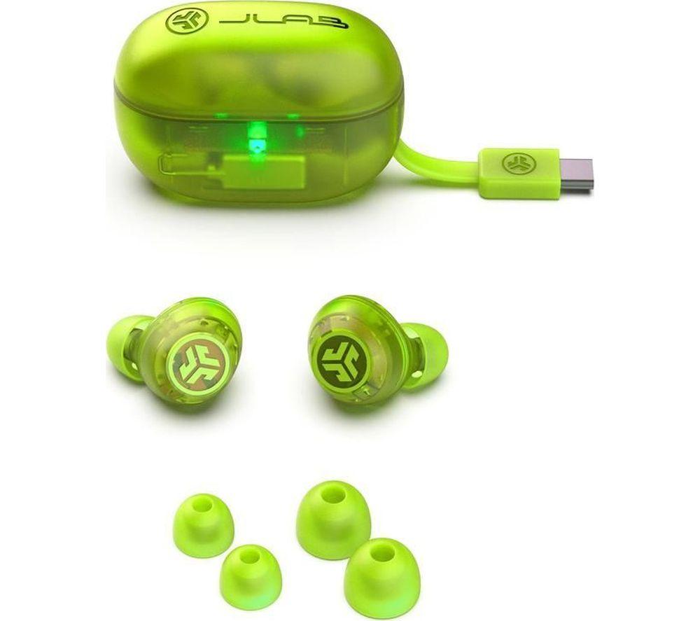 JLAB Go POP ANC Wireless Bluetooth Noise-Cancelling Earbuds - Transparent Neon Green image number 3 of 10