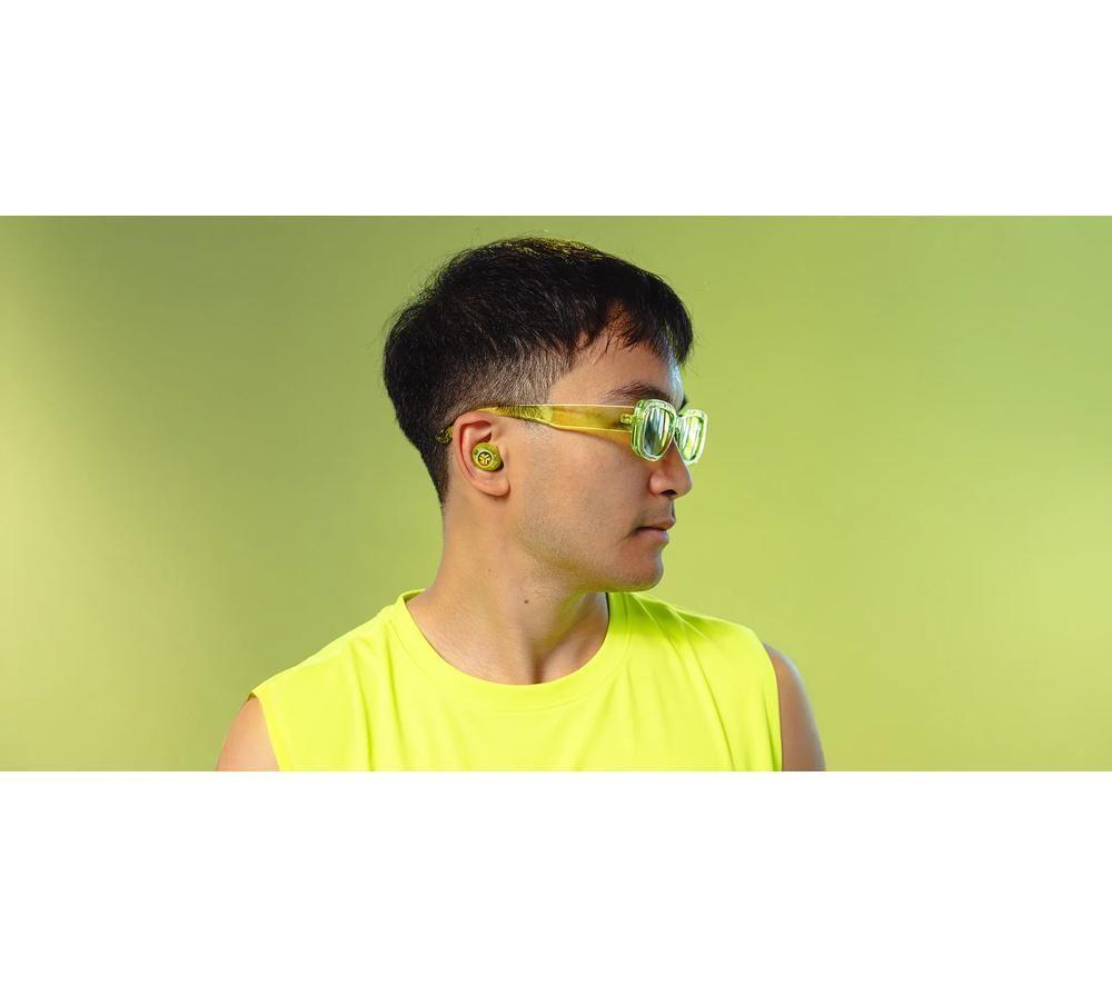 JLAB Go POP ANC Wireless Bluetooth Noise-Cancelling Earbuds - Transparent Neon Green image number 7 of 10
