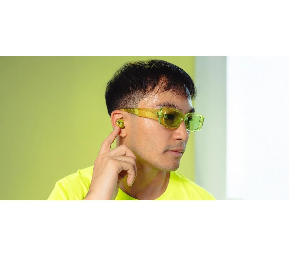 JLAB Go POP ANC Wireless Bluetooth Noise-Cancelling Earbuds - Transparent Neon Green image number 8 of 10