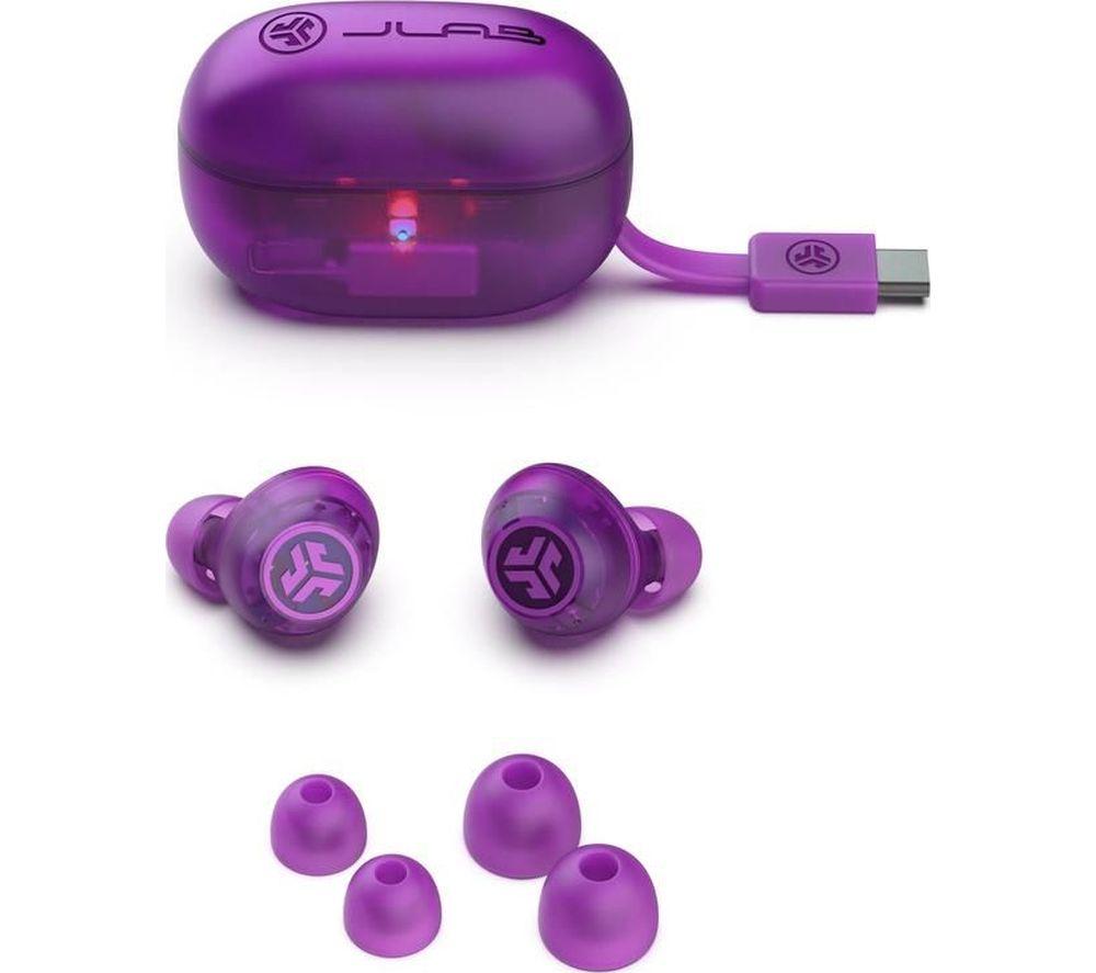 JLAB Go POP ANC Wireless Bluetooth Noise-Cancelling Earbuds - Transparent Purple image number 3 of 8