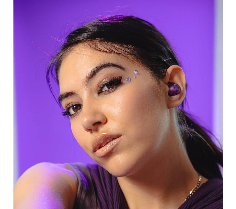 JLAB Go POP ANC Wireless Bluetooth Noise-Cancelling Earbuds - Transparent Purple image number 6 of 8
