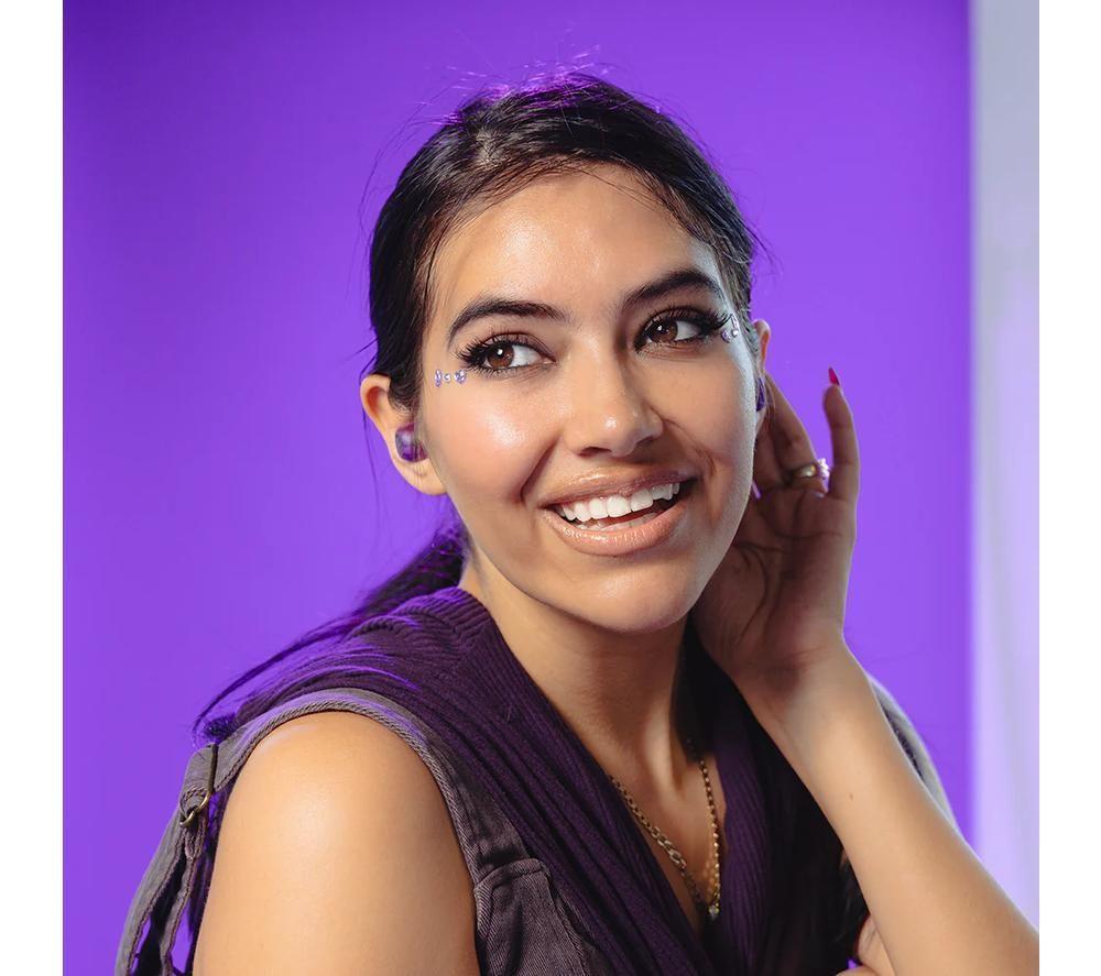 JLAB Go POP ANC Wireless Bluetooth Noise-Cancelling Earbuds - Transparent Purple image number 7 of 8