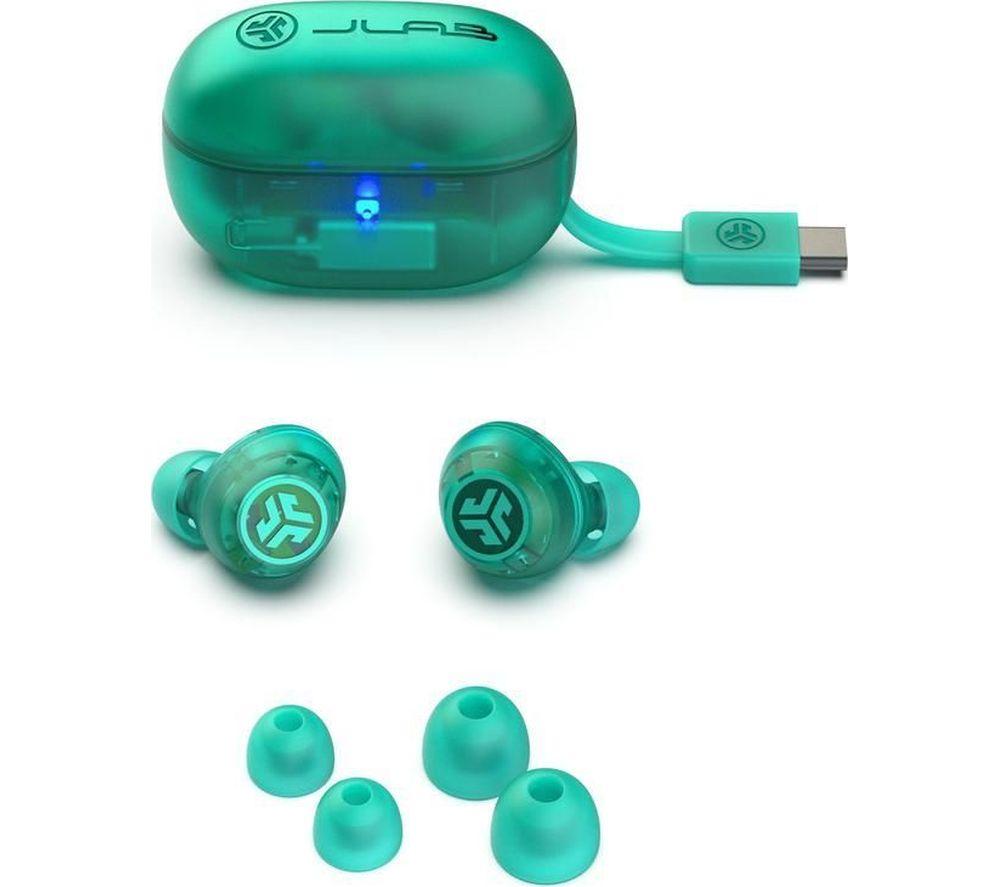 JLAB Go POP ANC Wireless Bluetooth Noise-Cancelling Earbuds - Transparent Teal image number 3 of 8