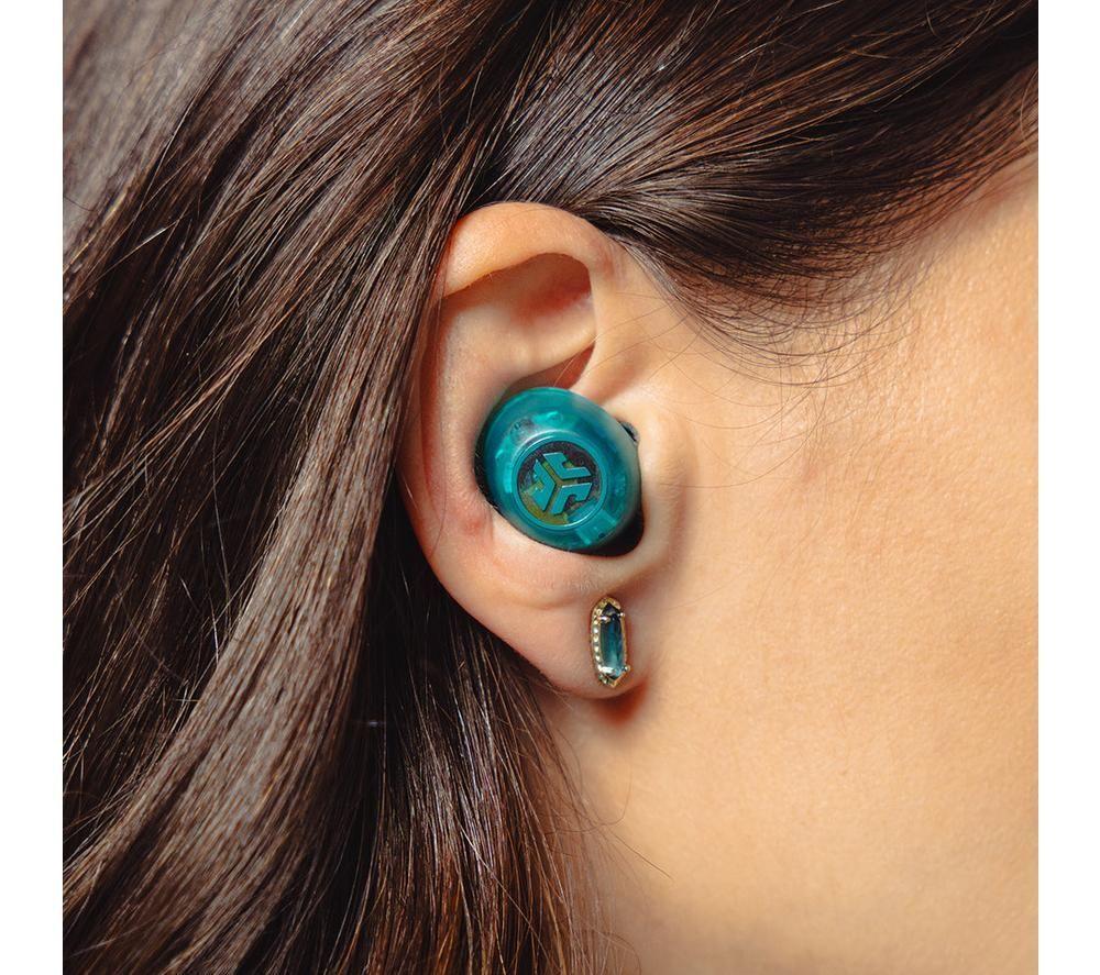 JLAB Go POP ANC Wireless Bluetooth Noise-Cancelling Earbuds - Transparent Teal image number 5 of 8