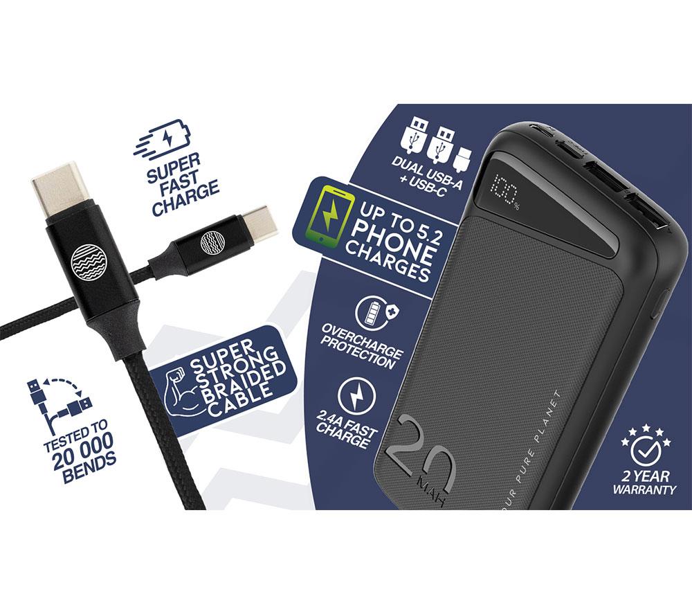 OUR PURE PLANET OPP204 20000 mAh Portable Power Bank - Black image number 2 of 2