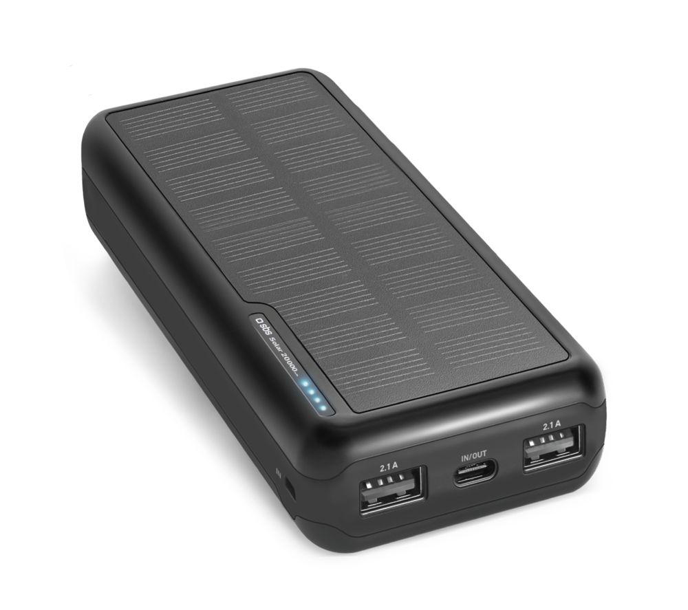 SBS 20000 mAh Portable Solar Power Bank - Black