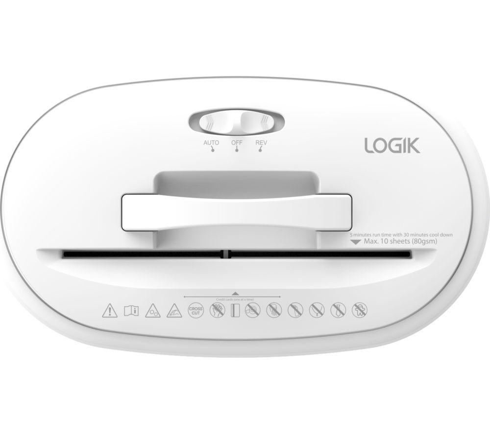 LOGIK LMNCT26 Cross Cut Paper Shredder - White image number 3 of 3