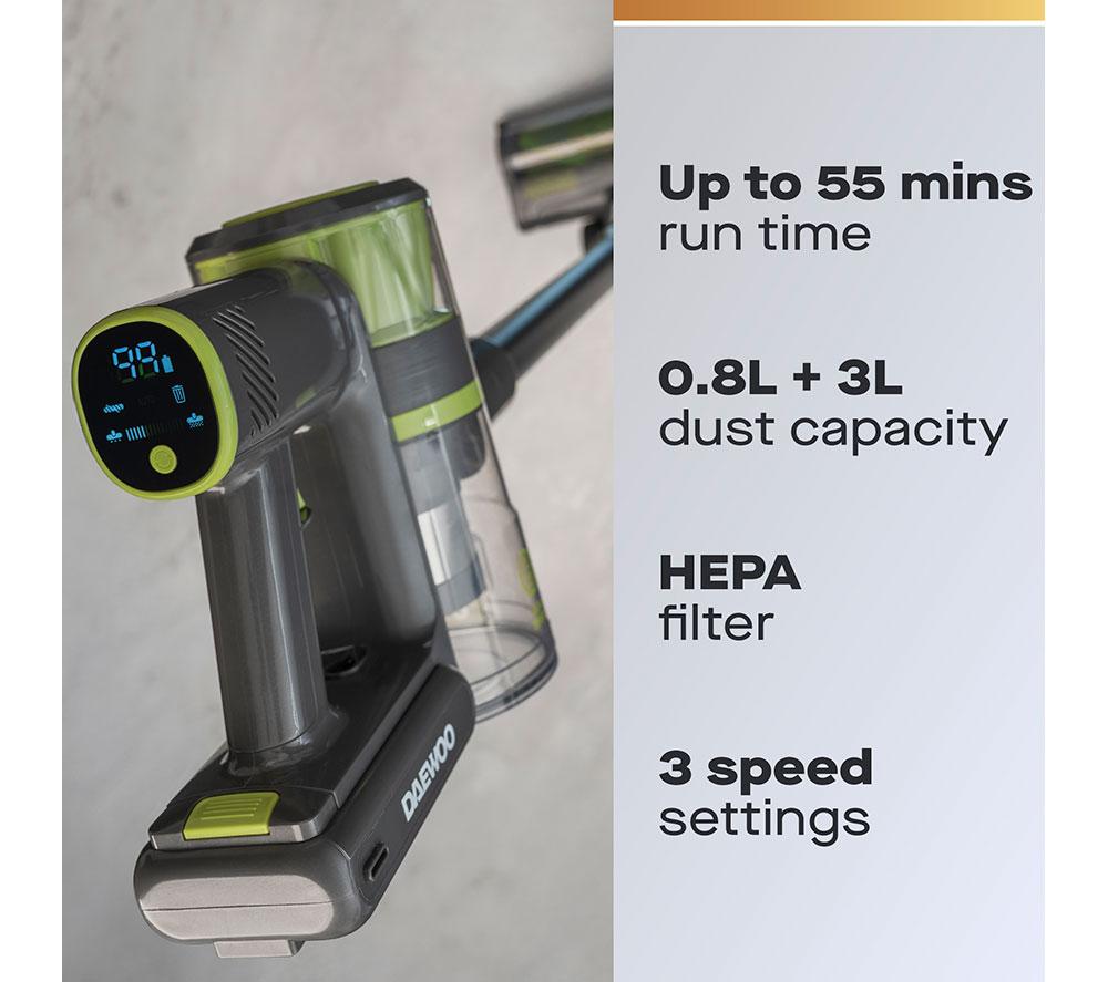 DAEWOO Freedom Auto-Empty FLR00203GE Cordless Vacuum Cleaner - Grey & Green image number 2 of 17