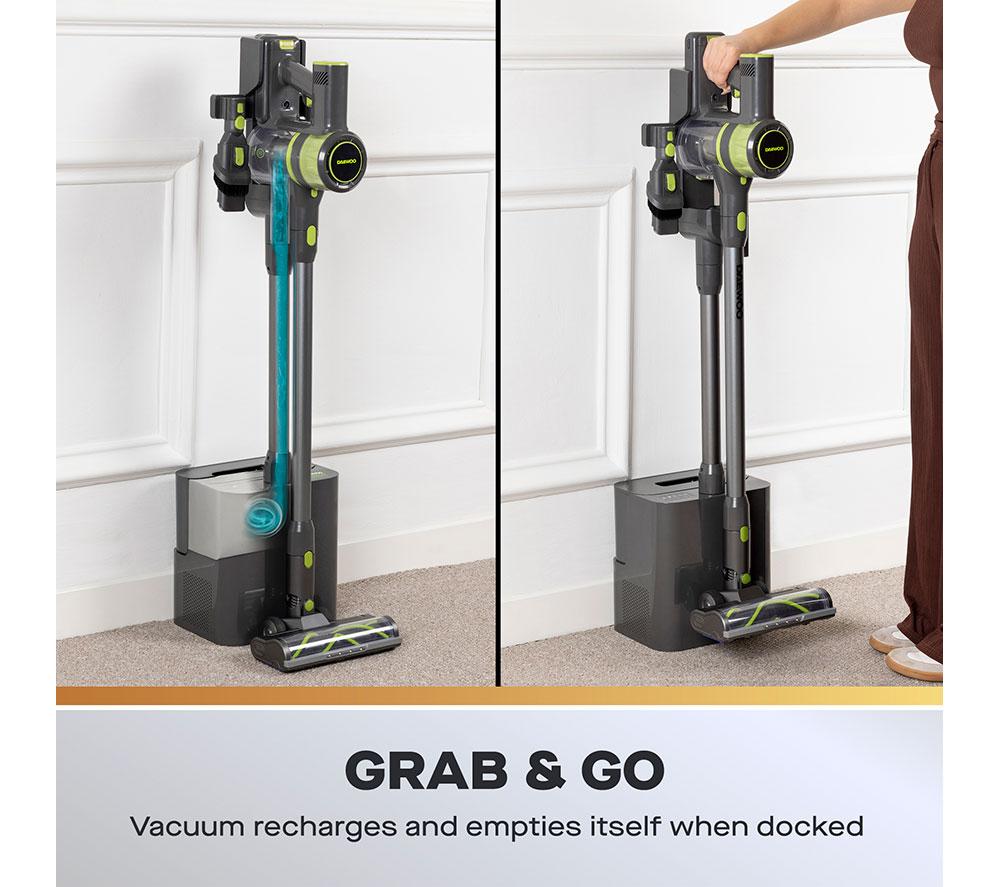 DAEWOO Freedom Auto-Empty FLR00203GE Cordless Vacuum Cleaner - Grey & Green image number 3 of 17