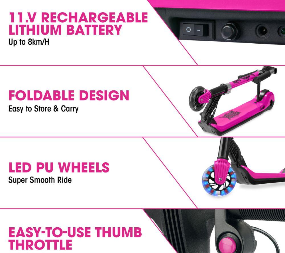 XOOTZ Elements Electric Folding Kids Scooter - Pink image number 3 of 5