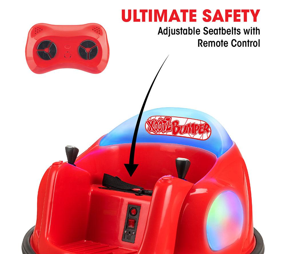 XOOTZ Kids' Electric Bumper Car Ride-On Toy - Red image number 6 of 10