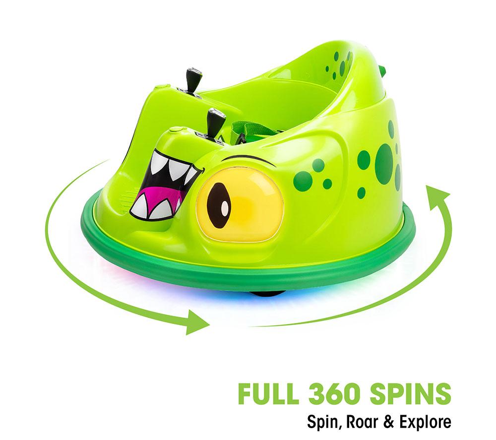 XOOTZ Dinosaur Kids' Electric Bumper Car Ride-On Toy - Green image number 4 of 7