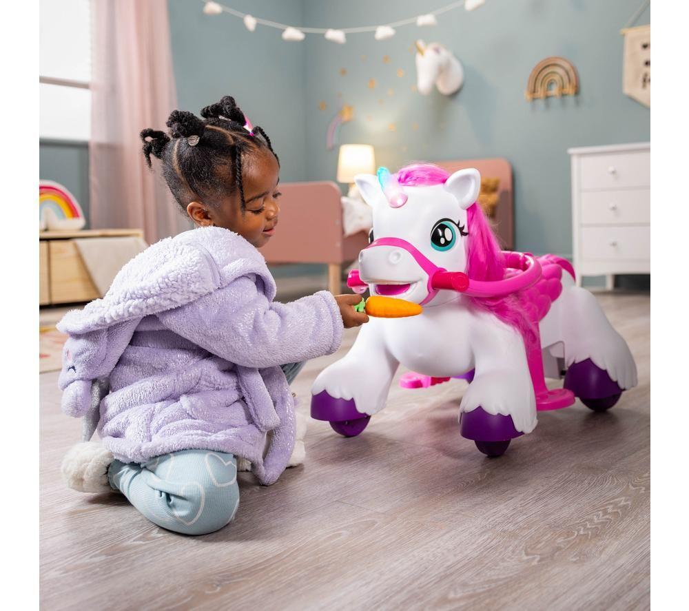 XOOTZ Magical Unicorn Kids' Electric Ride-On Toy - White & Pink image number 2 of 5