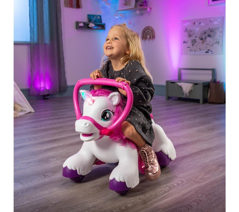XOOTZ Magical Unicorn Kids' Electric Ride-On Toy - White & Pink image number 4 of 5