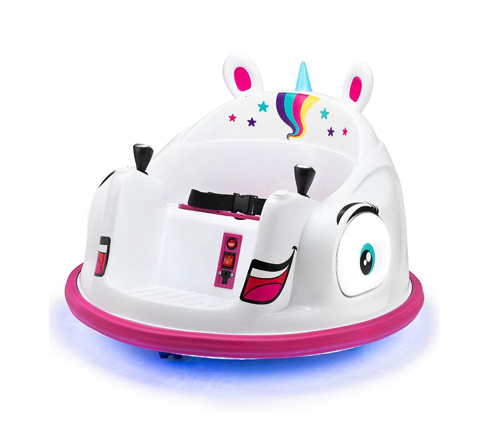 Xootz Unicorn Kids' Electric Bumper Car Ride-On Toy - White & Pink, White,Pink