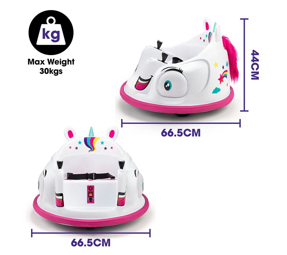 XOOTZ Unicorn Kids' Electric Bumper Car Ride-On Toy - White & Pink image number 7 of 7