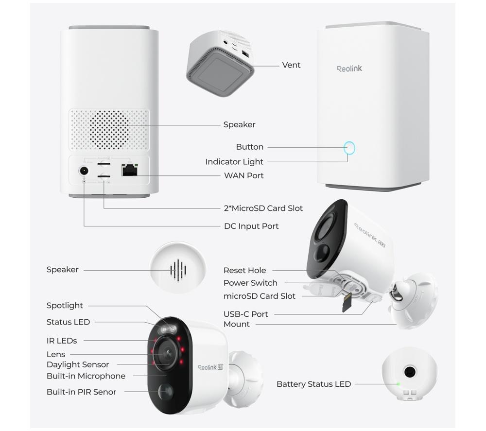 REOLINK Hub Kit, 4K Battery WiFi Security Cameras with Solar Panels + 2x 64GB image number 9 of 9