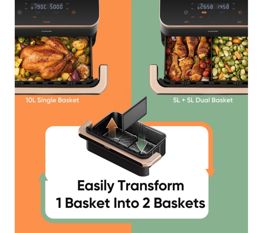 COSORI&nbsp; Dual Blaze Twinfry 10 L Flexible Drawer Air Fryer - Black & Gold image number 6 of 14