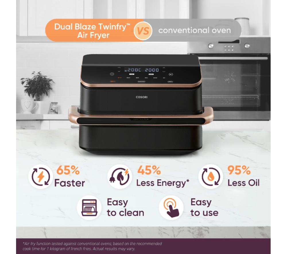 COSORI&nbsp; Dual Blaze Twinfry 10 L Flexible Drawer Air Fryer - Black & Gold image number 8 of 14