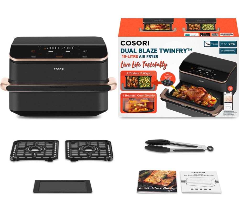 COSORI&nbsp; Dual Blaze Twinfry 10 L Flexible Drawer Air Fryer - Black & Gold image number 14 of 14