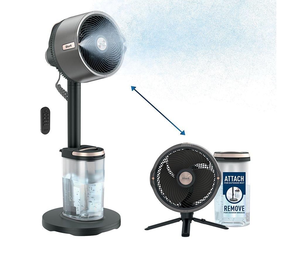 SHARK FlexBreeze Pro Mist FA300UK Portable 11.8" Hybrid Pedestal Fan & Misting System - Dark Grey