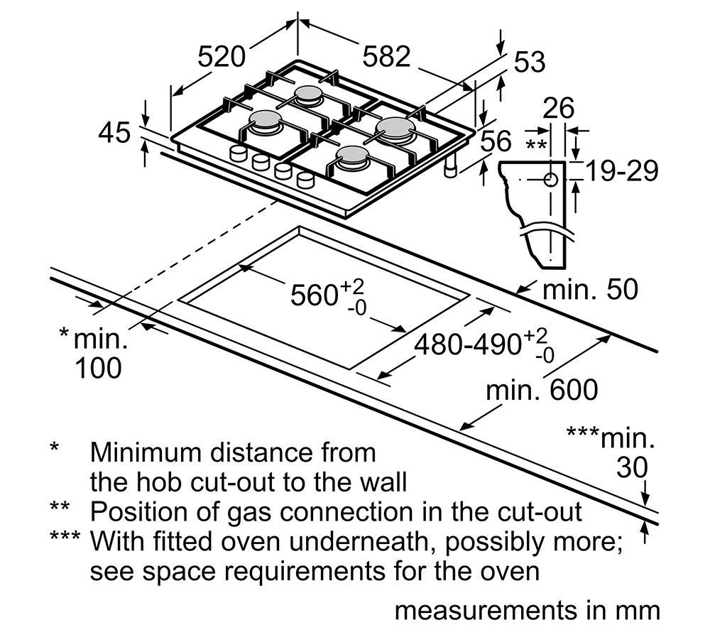 BOSCH Series 4 PGP6B5K90 60 cm Gas Hob - Stainless Steel image number 7 of 8