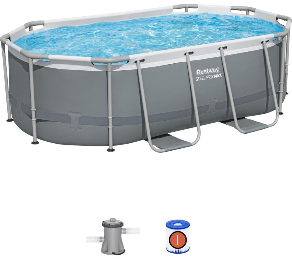 BESTWAY 10ft x 33" Steel Pro MAX BW5614AGB-25 Oval Swimming Pool - Dark Grey image number 2 of 9