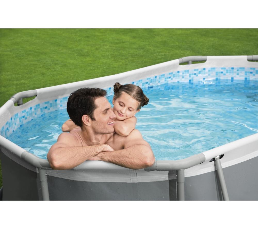 BESTWAY 10ft x 33" Steel Pro MAX BW5614AGB-25 Oval Swimming Pool - Dark Grey image number 3 of 9