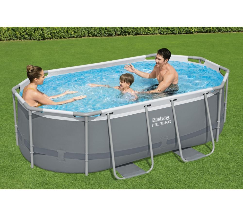 BESTWAY 10ft x 33" Steel Pro MAX BW5614AGB-25 Oval Swimming Pool - Dark Grey image number 4 of 9