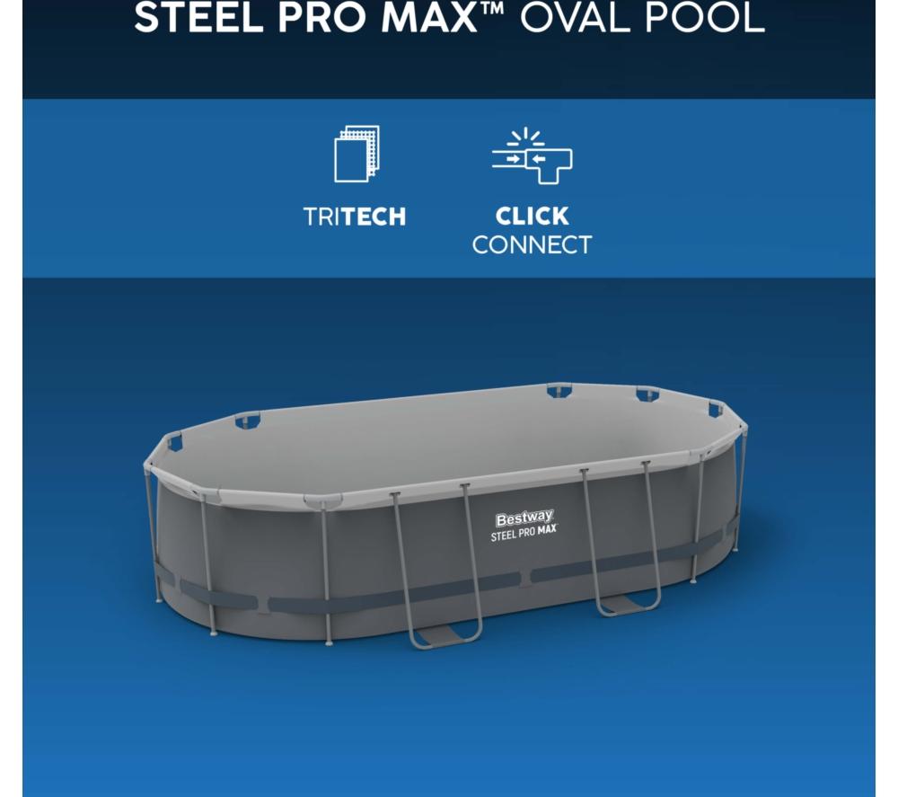BESTWAY 10ft x 33" Steel Pro MAX BW5614AGB-25 Oval Swimming Pool - Dark Grey image number 6 of 9