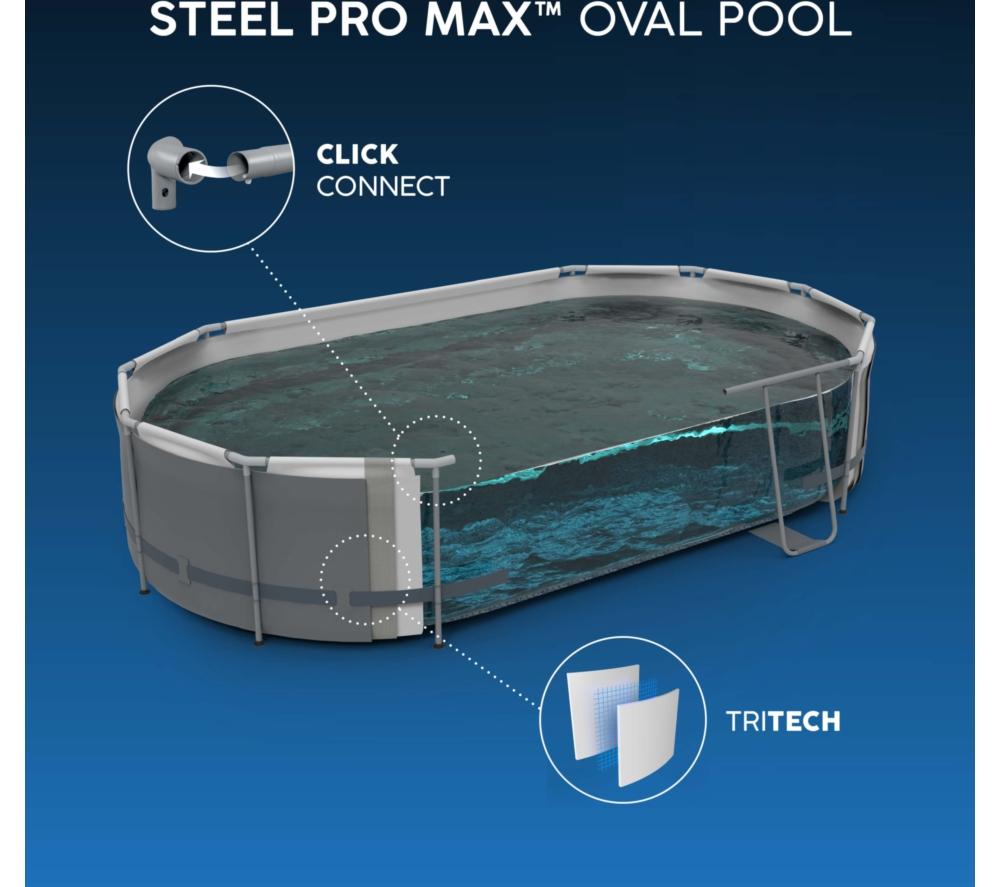 BESTWAY 10ft x 33" Steel Pro MAX BW5614AGB-25 Oval Swimming Pool - Dark Grey image number 7 of 9